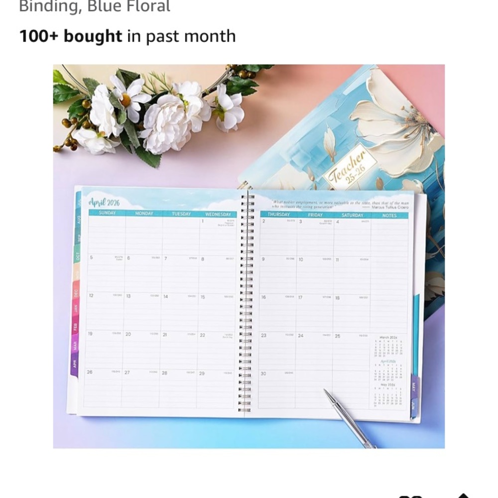 Floral Spiral Teacher Monthly Planner for 25-26 - Picture 4 of 4